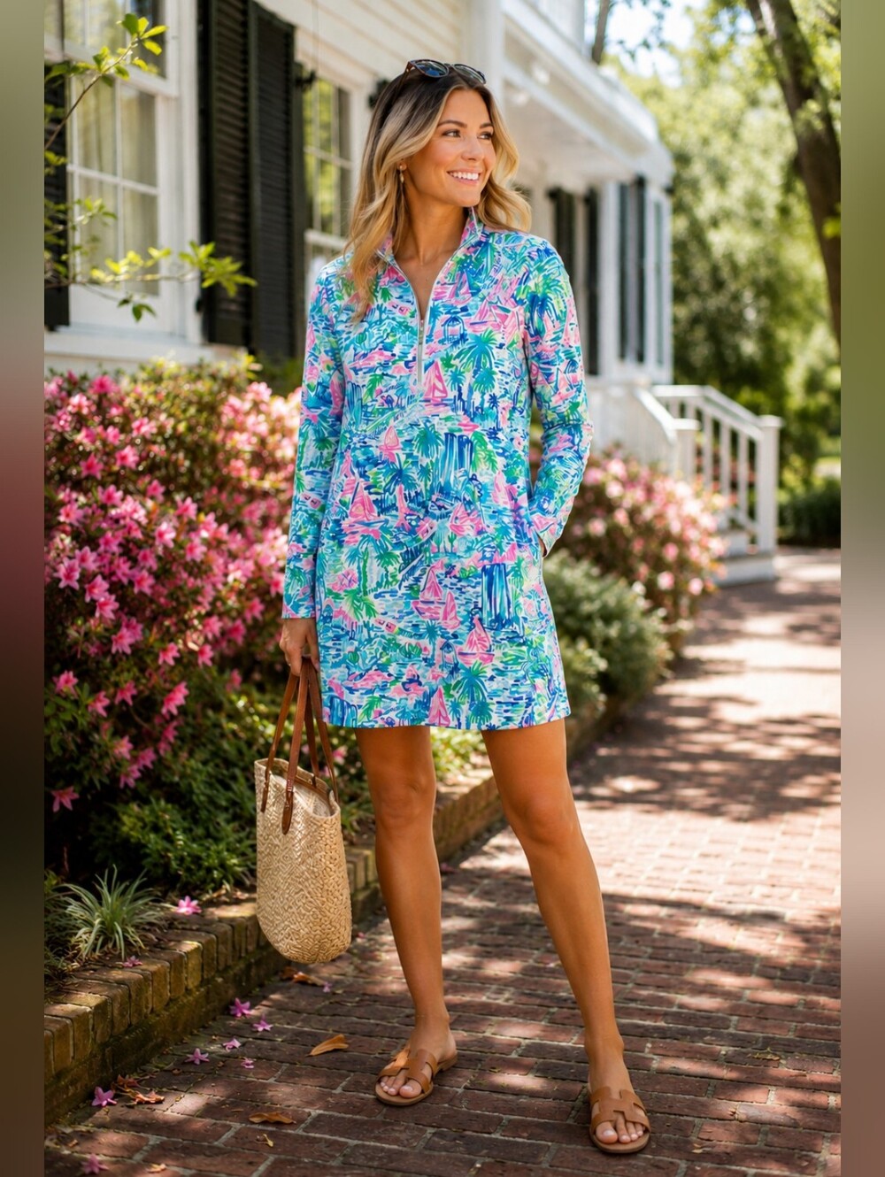 Lilly Pulitzer Women's Long sleeve Cotton Zip-Up Dress